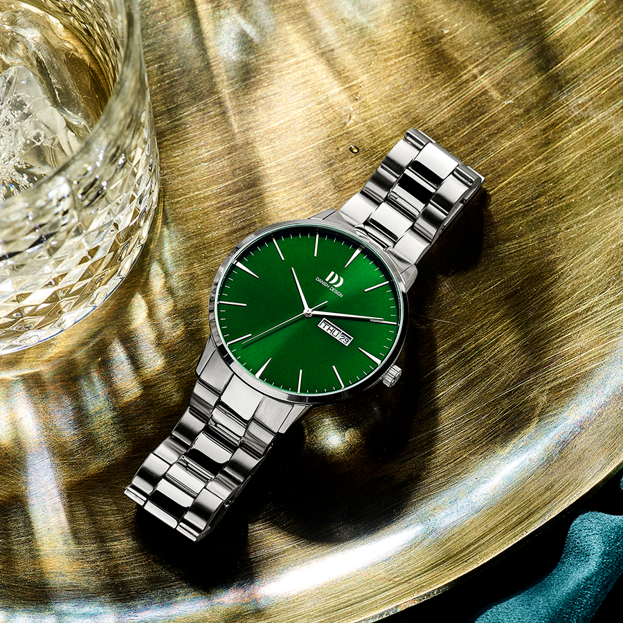 Akilia Day/Date Green Link Men's Watch