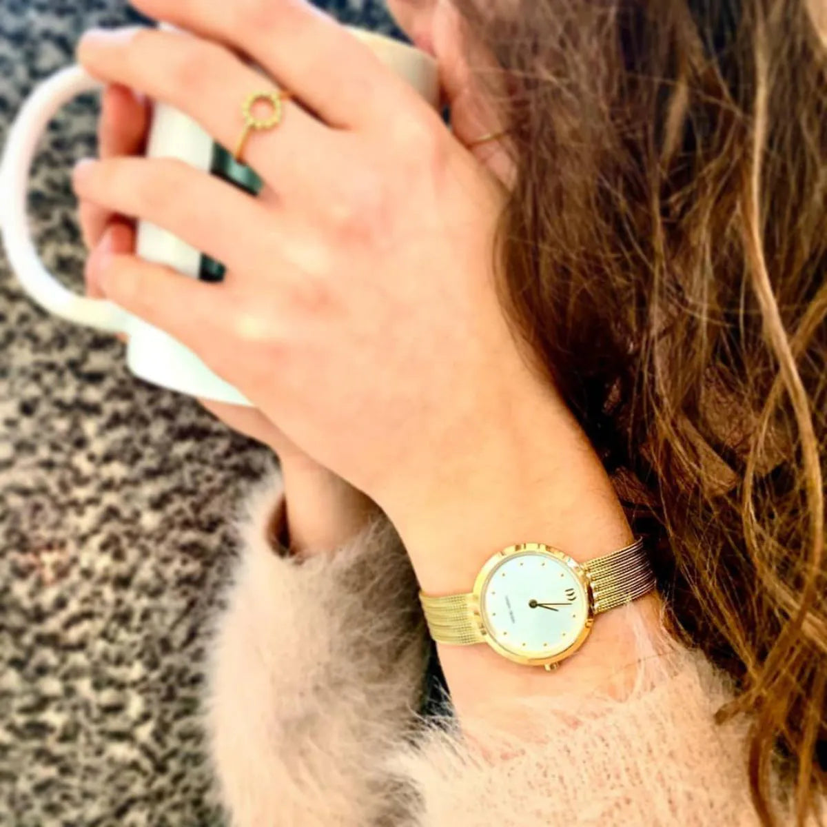 Amelia Gold Silver Bark Women's Watch