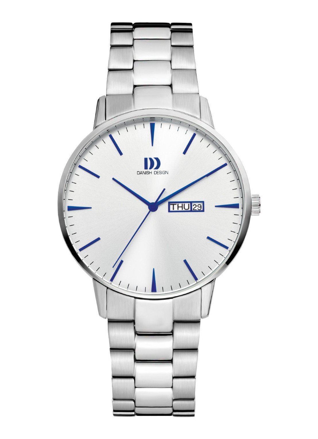 Akilia Day/Date Silver Cobalt Link Men's Watch
