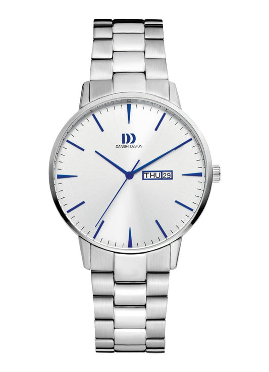 Akilia Day/Date Silver Cobalt Link Men's Watch
