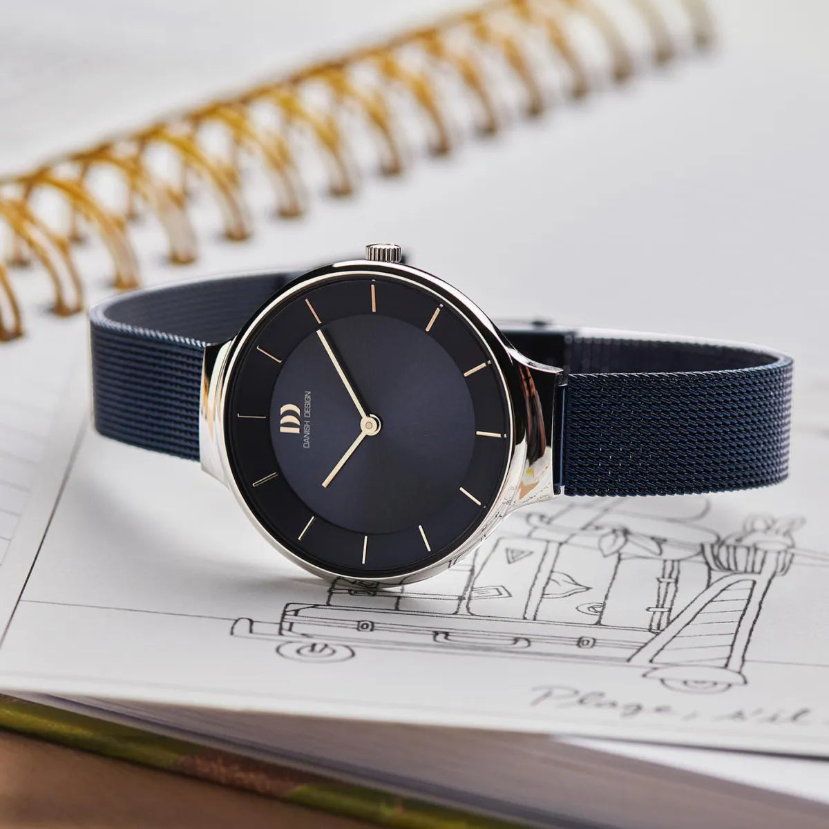 Georgia Blue Silver Mesh Women's Watch