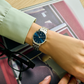 Akilia Medium Silver Blue Link Women's Watch